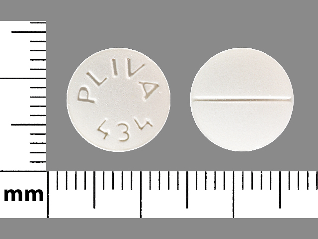 White Round pill with imprint PLIVA;434 — Trazodone hydrochloride Trazodone hydrochloride 100 mg; (view 4)
