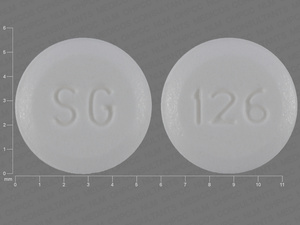 White Round pill with imprint SG;126 — Pramipexole dihydrochloride Pramipexole dihydrochloride 0.125 mg; (view 2)