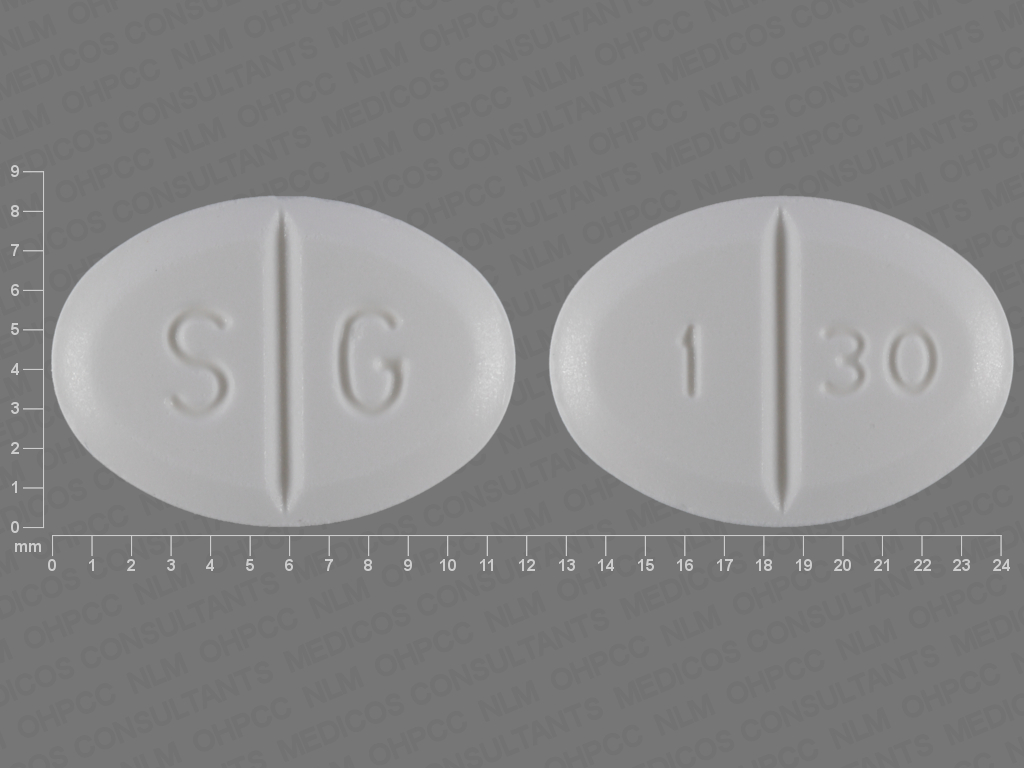 White Oval pill with imprint S;G;1;30 — Pramipexole dihydrochloride Pramipexole dihydrochloride 1 mg; (view 2)