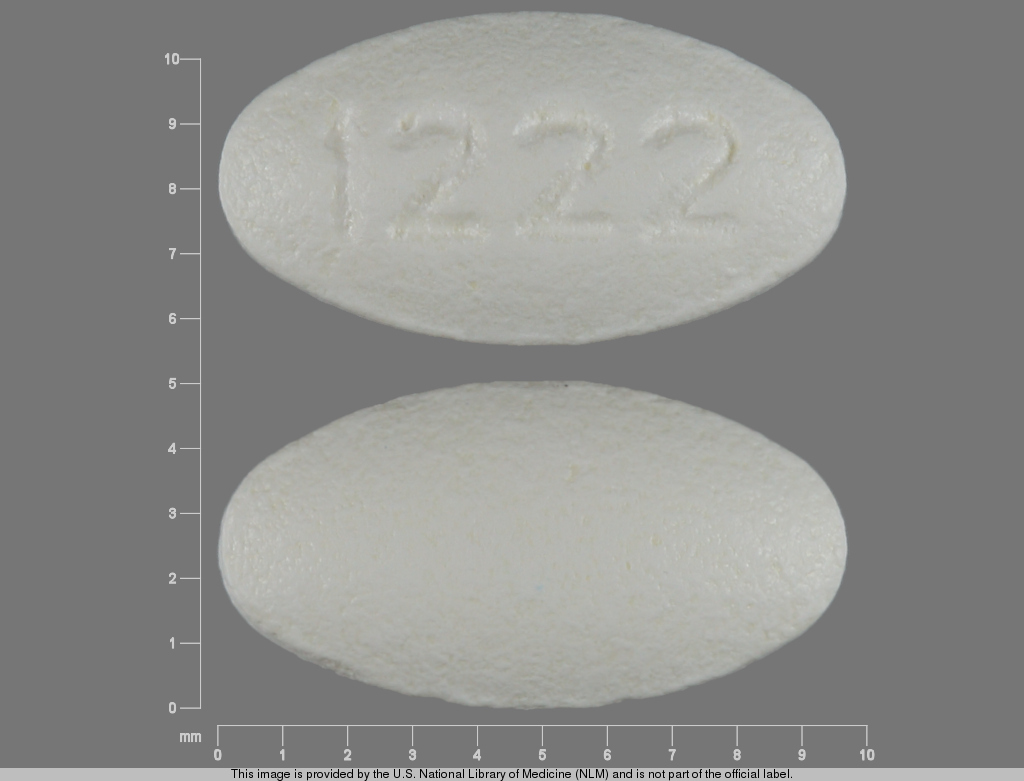 White Oval pill with imprint 1222 — Fluvoxamine maleate Fluvoxamine maleate 25 mg; (view 4)