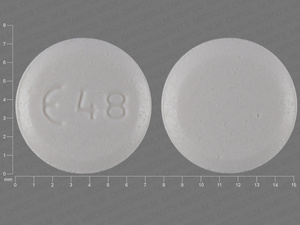 White;white Round pill with imprint E48 — Guanfacine Guanfacine hydrochloride 1 mg; (view 2)