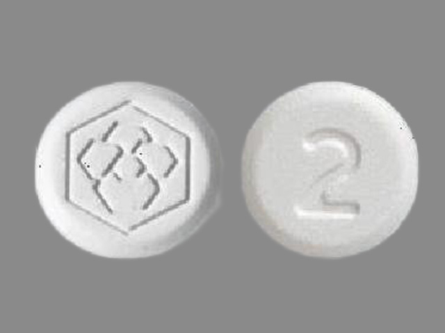 White Round pill with imprint 2 — Fanapt Iloperidone 2 mg; (view 2)