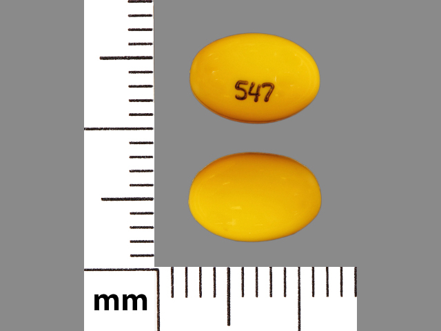Yellow Capsule pill with imprint 547 — Calcitriol Calcitriol 0.25 ug; (view 3)