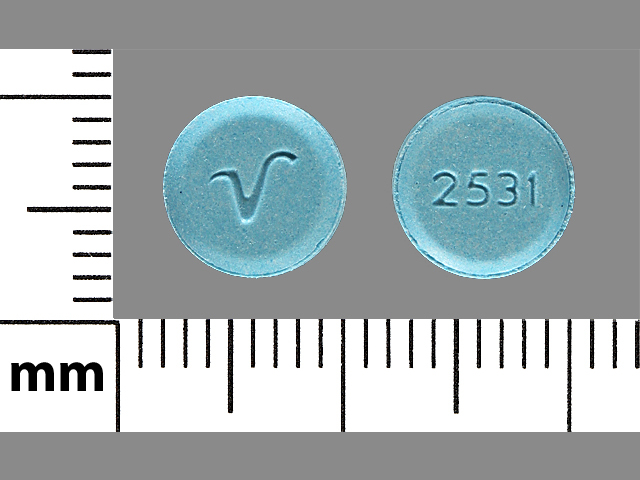 Blue Round pill with imprint 2531;V — Clonazepam Clonazepam 1 mg; (view 2)