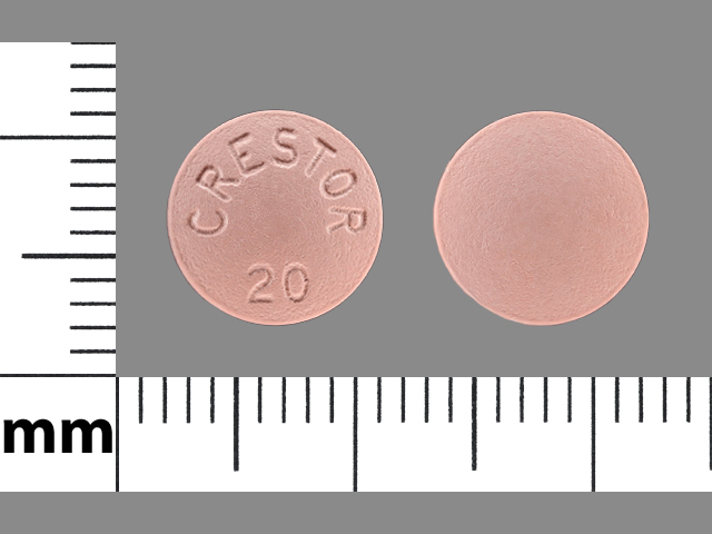 Pink Round pill with imprint 20;crestor — Crestor Rosuvastatin calcium 20 mg; (view 3)