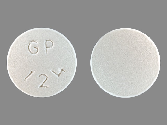 White Round pill with imprint GP124 — Metformin hydrochloride Metformin hydrochloride 500 mg; (view 2)