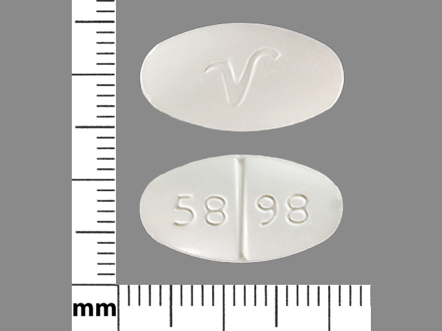 White Oval pill with imprint 5898;V — Sulfamethoxazole and trimethoprim Sulfamethoxazole 800 mg;trimethoprim 160 mg; (view 2)