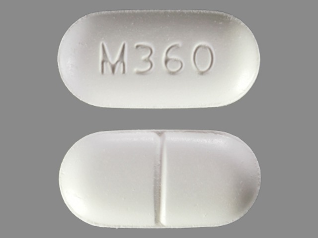 White Oval pill with imprint M360 — Hydrocodone bitartrate and acetaminophen Hydrocodone bitartrate 7.5 mg;acetaminophen 750 mg; (view 2)