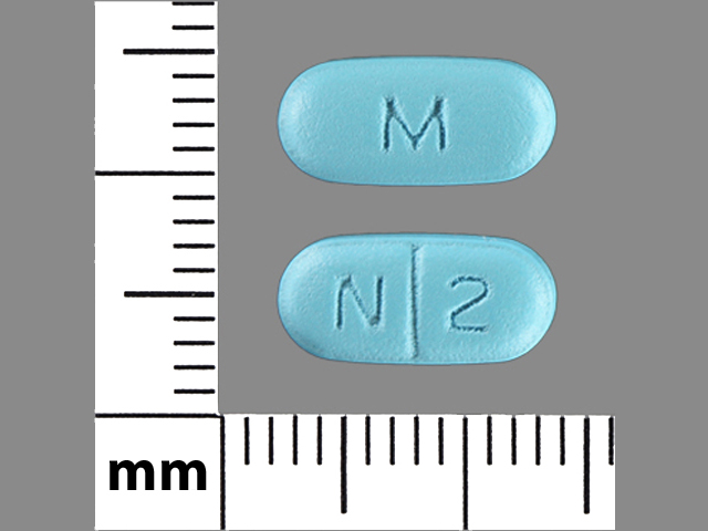 Blue Oval pill with imprint M;N;2 — Paroxetine Paroxetine hydrochloride hemihydrate 20 mg; (view 3)