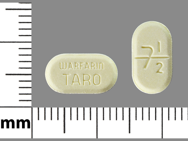Yellow Oval pill with imprint 7;1;2;WARFARIN;TARO — Warfarin sodium Warfarin sodium 7.5 mg; (view 2)