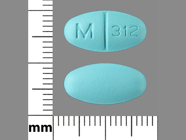 Blue Oval pill with imprint M;312 — Verapamil hydrochloride Verapamil hydrochloride 180 mg; (view 2)