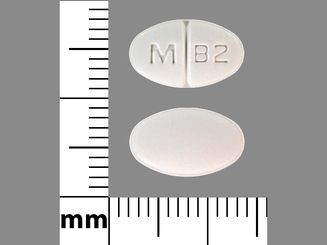 White Oval pill with imprint M;B2 — Buspirone hydrochloride 10 mg (view 5)
