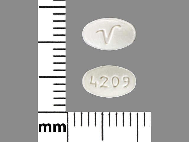 White Oval pill with imprint 4209;V — Lisinopril Lisinopril 2.5 mg; (view 2)
