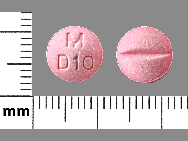 Pink Round pill with imprint M;D10 — Doxazosin Doxazosin mesylate 2 mg; (view 2)
