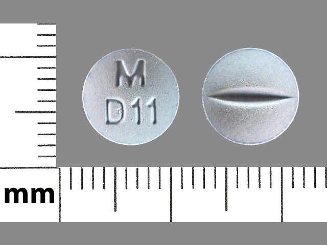 Blue Round pill with imprint M;D11 — Doxazosin 4 mg (view 2)