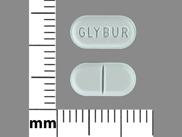 White Oval pill with imprint GLYBUR — Glyburide Glyburide 1.25 mg; (view 5)