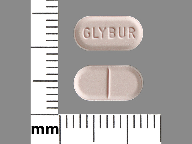 White Oval pill with imprint GLYBUR — Glyburide Glyburide 1.25 mg; (view 7)