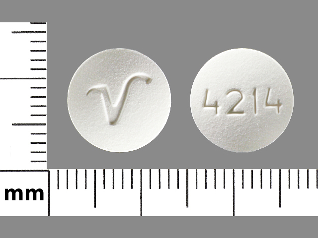 White Round pill with imprint 4214;V — Lisinopril Lisinopril 40 mg; (view 2)