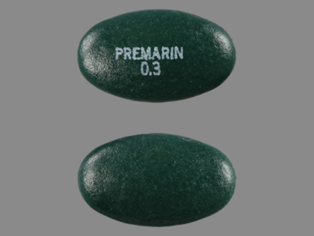 Green Oval pill with imprint PREMARIN;03 — Premarin Estrogens, conjugated 0.3 mg; (view 2)