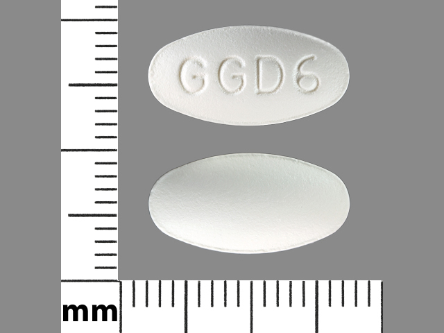 White Oval pill with imprint GGD6 — Azithromycin Azithromycin monohydrate 250 mg; (view 2)
