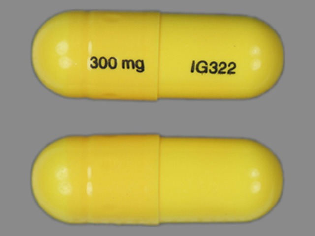 Yellow Capsule pill with imprint IG322;300mg — Gabapentin 300 mg (view 3)