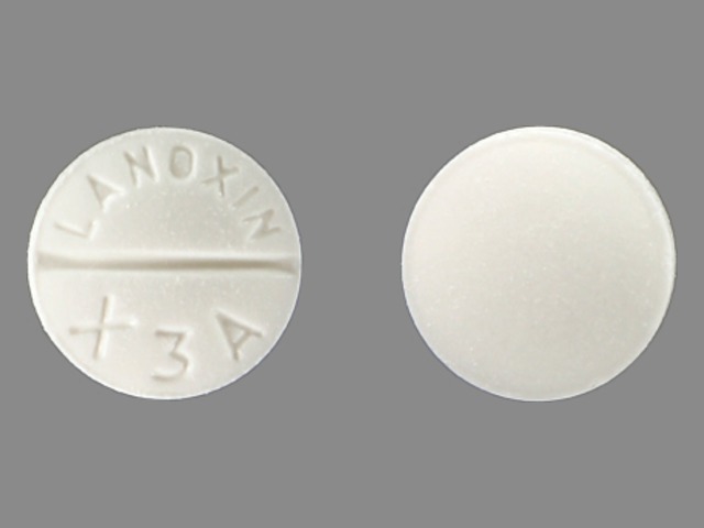 White Round pill with imprint LANOXIN;X3A — Lanoxin Digoxin 250 ug; (view 2)