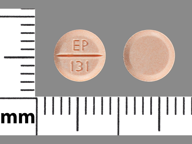 Orange Round pill with imprint EP;131 — Hydrochlorothiazide Hydrochlorothiazide 25 mg; (view 2)