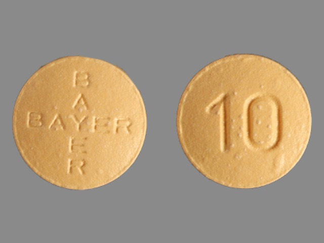 Orange Round pill with imprint BAYER;10 — Levitra Vardenafil hydrochloride 10 mg; (view 3)