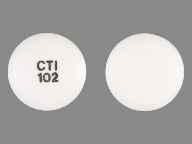 White Round pill with imprint CTI;102 — Diclofenac sodium Diclofenac sodium 50 mg; (view 2)