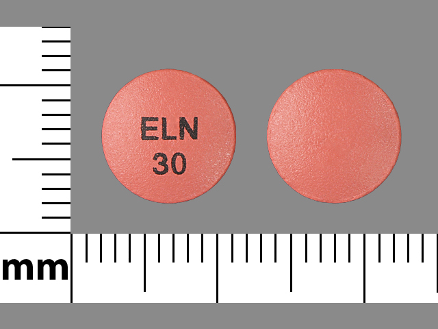 Brown Round pill with imprint ELN;30 — Afeditab Nifedipine 30 mg; (view 2)