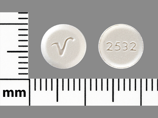 White Round pill with imprint 2532;V — Clonazepam Clonazepam 2 mg; (view 2)