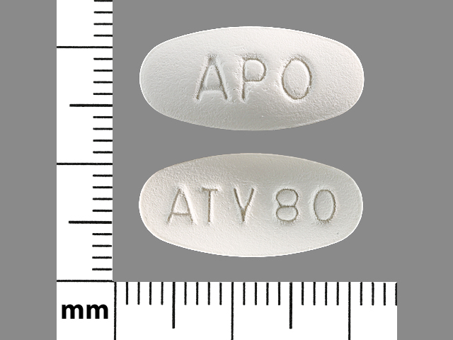 White Oval pill with imprint APO;ATV80 — Atorvastatin calcium Atorvastatin calcium trihydrate 80 mg; (view 4)