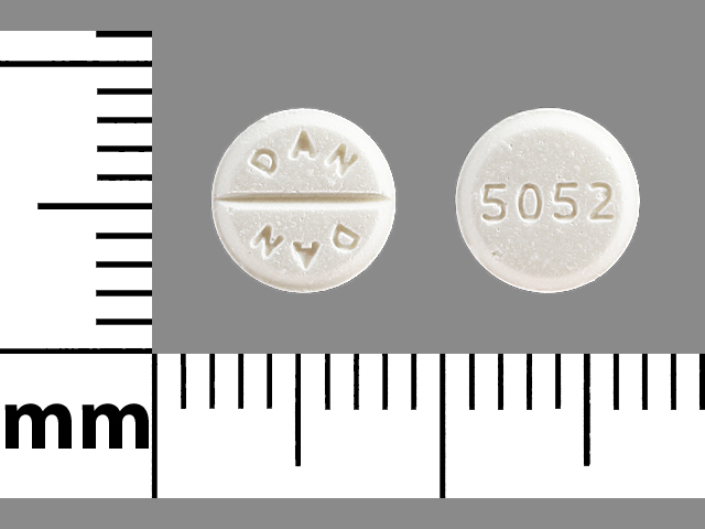 White Round pill with imprint DAN;DAN;5052 — Prednisone Prednisone 5 mg; (view 2)