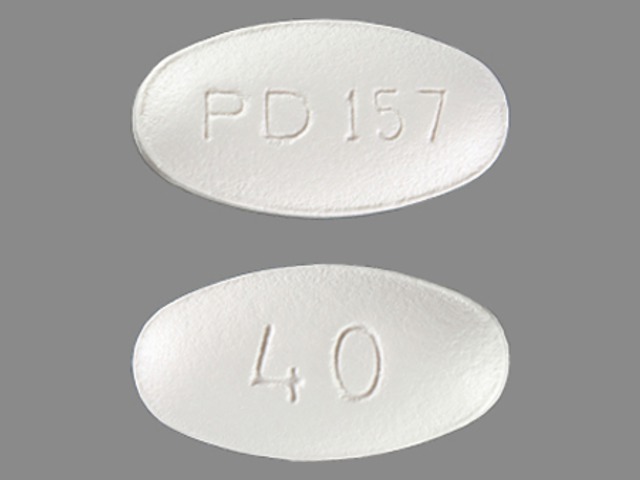 White Oval pill with imprint PD;157;40 — Atorvastatin calcium Atorvastatin calcium 40 mg; (view 2)