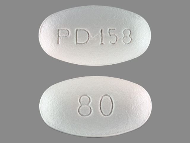 White Oval pill with imprint PD;158;80 — Atorvastatin calcium Atorvastatin calcium trihydrate 80 mg; (view 2)
