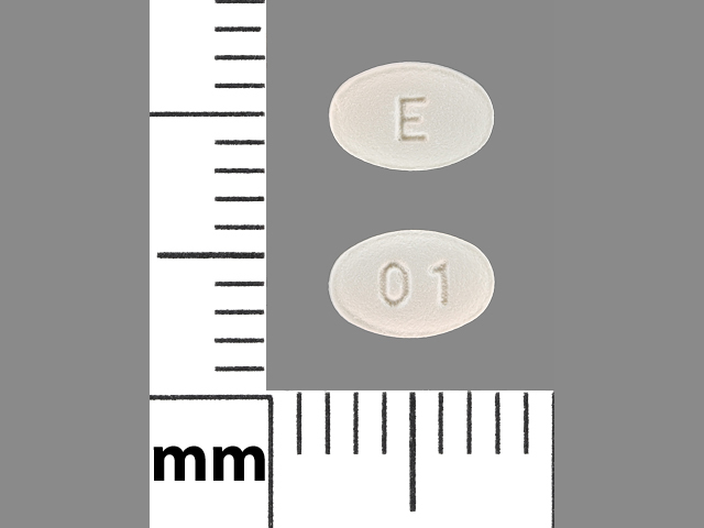 White Oval pill with imprint E;01 — Carvedilol 3.125 mg (view 4)