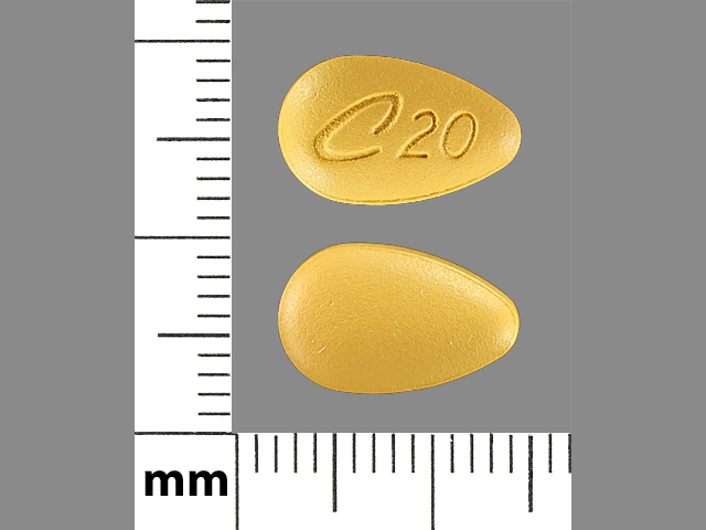 Yellow Oval pill with imprint C;20 — Cialis Tadalafil 20 mg; (view 2)