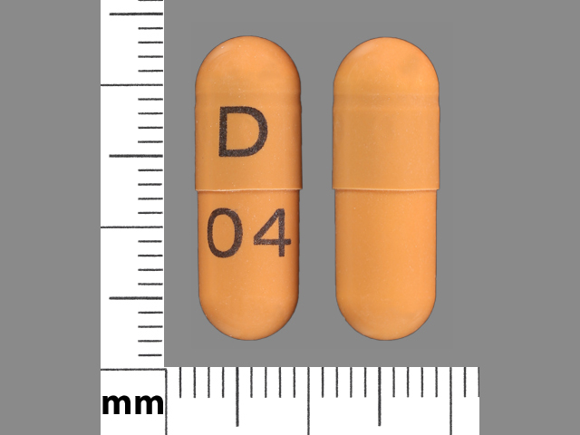 Orange Capsule pill with imprint D;04 — Gabapentin Gabapentin 400 mg; (view 3)