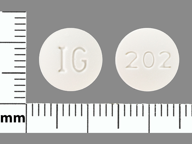 White Round pill with imprint IG;202 — Fosinopril sodium Fosinopril sodium 40 mg; (view 3)