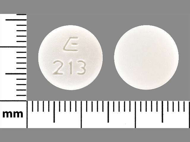 White Round pill with imprint E;213 — Metformin hydrochloride Metformin hydrochloride 500 mg; (view 3)