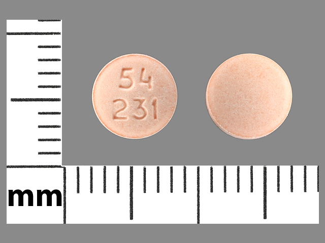 Orange Round pill with imprint 54;231 — Ropinirole Ropinirole hydrochloride 2 mg; (view 2)