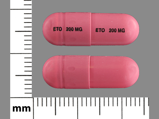 Pink Capsule pill with imprint ETO;200;MG — Etodolac Etodolac 200 mg; (view 4)