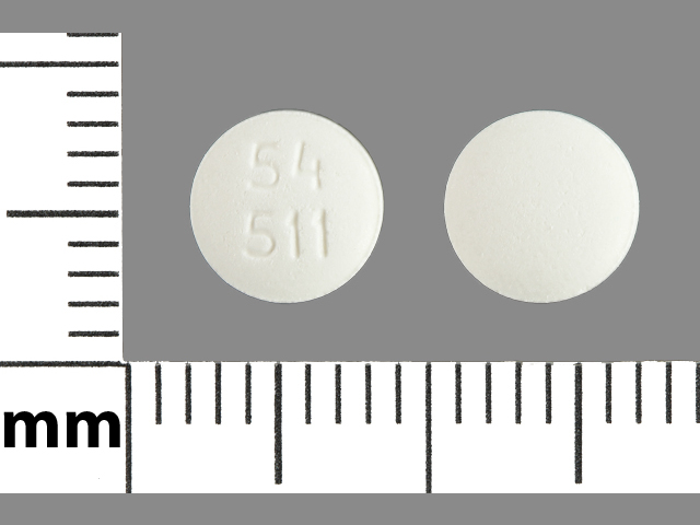 White Round pill with imprint 54;511 — Ropinirole Ropinirole hydrochloride 0.25 mg; (view 2)