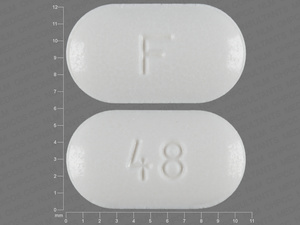 White Oval pill with imprint F;48 — Fenofibrate 48 mg (view 3)