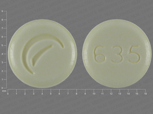 Yellow Round pill with imprint 635 — Lovastatin (view 4)