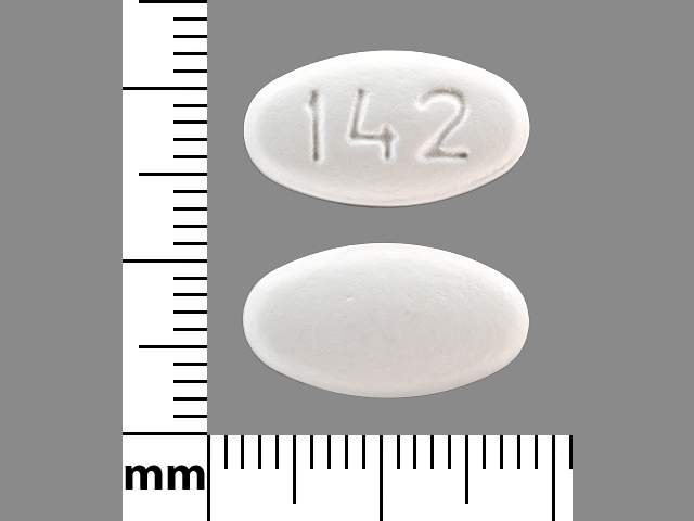 White Oval pill with imprint 142 — Bupropion hydrochloride 300 mg (view 4)