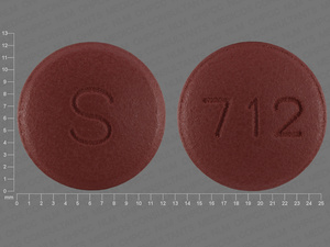 Brown Round pill with imprint S;712 — Topiramate 200 mg (view 3)