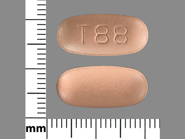 Pink Oval pill with imprint T88 — Etodolac Etodolac 400 mg; (view 2)