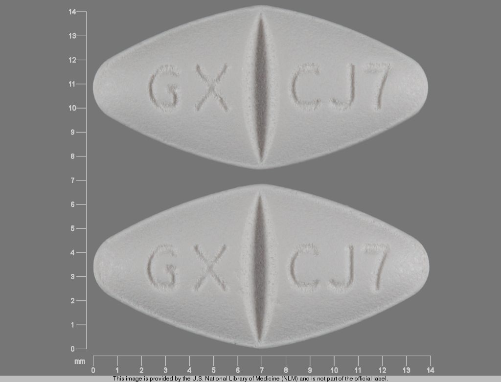 White Diamond pill with imprint GX;CJ7 — Epivir Lamivudine 150 mg; (view 2)