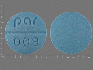 Blue Round pill with imprint Par;009 — Isosorbide dinitrate Isosorbide dinitrate 30 mg; (view 2)